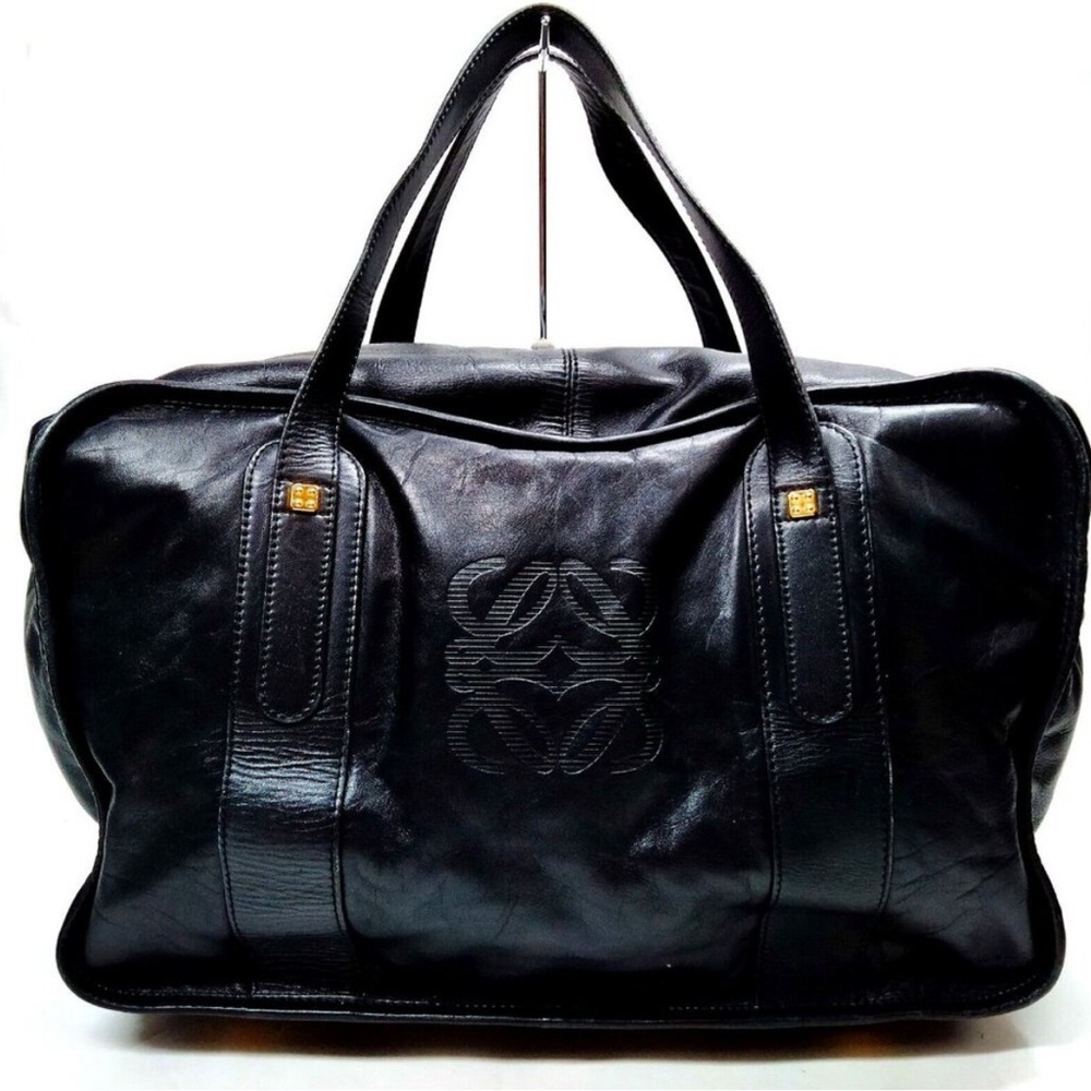 Loewe Black Lambskin Leather Boston 40cm Travel Duffle